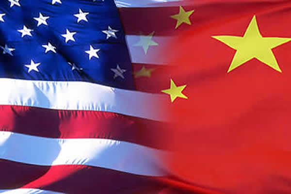 Graphic of American and Chinese flags superimposed