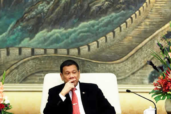 President Rodrigo Duterte at the Great Hall of the People in Beijing